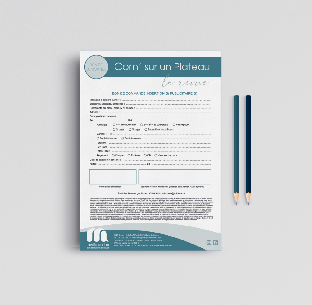 Bon de commande - Support print - Caom agence de communication