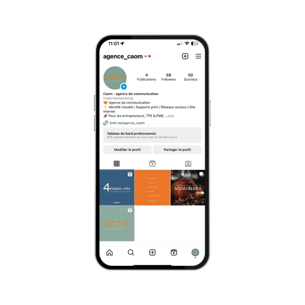 Réseaux sociaux - Caom profil - Caom agence de communication