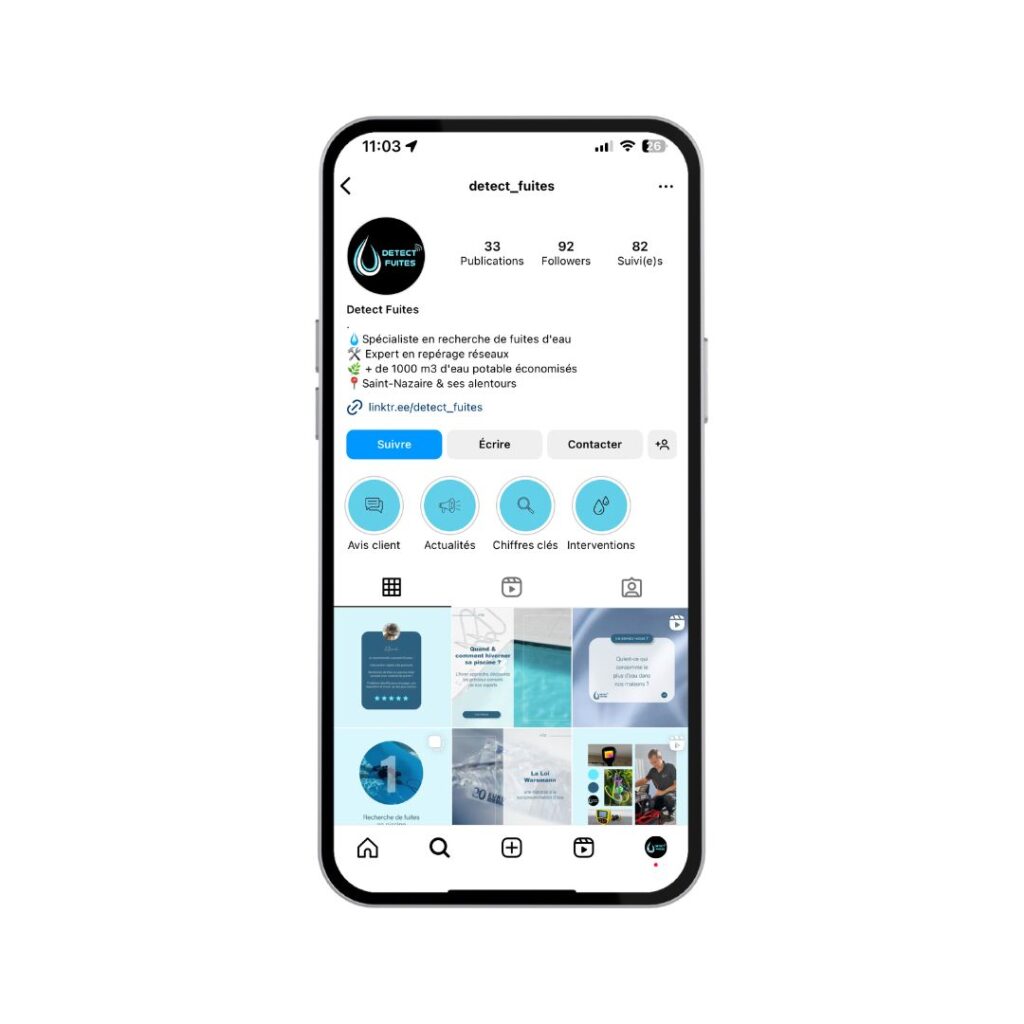 Réseaux sociaux - profil Detect Fuites - Caom agence de communication