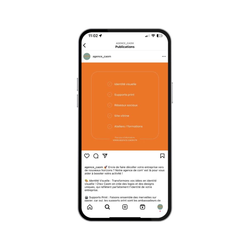 Réseaux sociaux - publication services caom - Caom agence de communication
